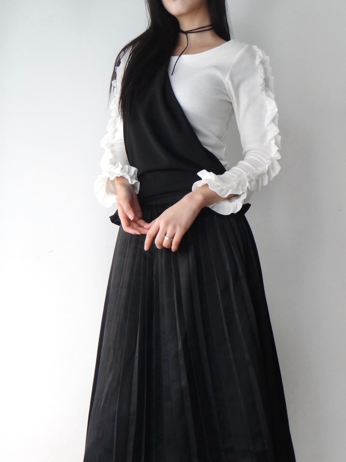 Frill pure rib top / white 상품이미지2