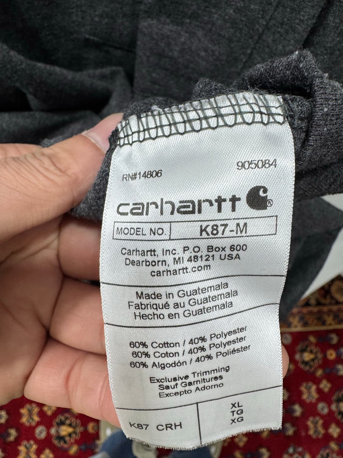 칼하트 포켓 로고 반팔 루즈핏 챠콜 XL 상품이미지5