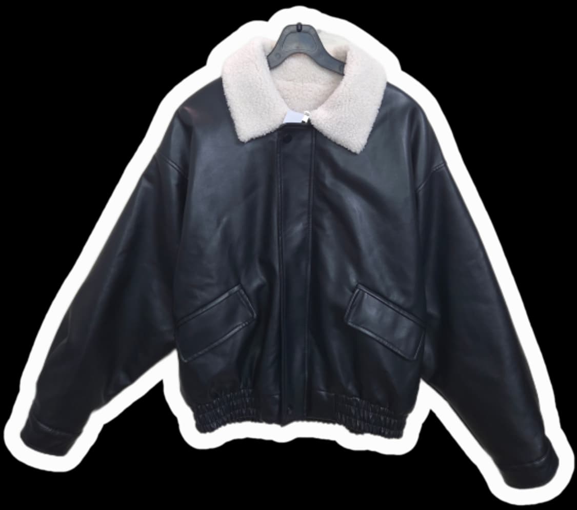 여66 페이크 가죽 양털카라 무스탕 점퍼 상품이미지1