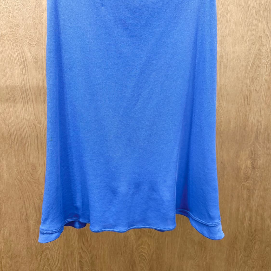 미쏘니 미디 스커트 패턴 니트 테이프 배색 안감 디테일 플레어핏 블루 상품이미지5