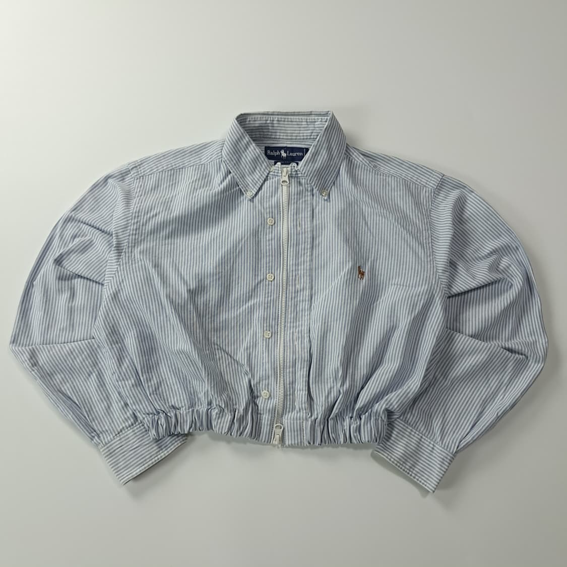 CK405 FREE 폴로 90s 클래식블루 스트라이프 긴팔 크롭 집업  상품이미지1