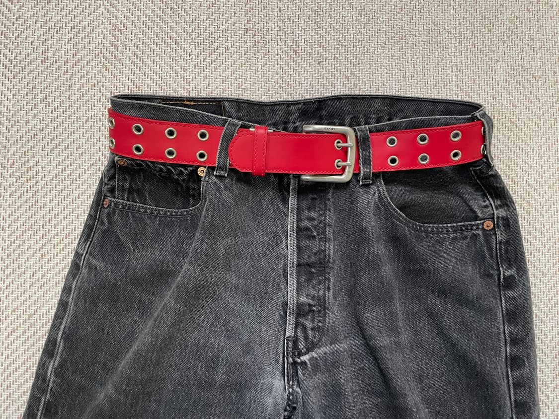 Levis 리바이스 더블 아일렛 실버버클 레더 벨트 상품이미지2