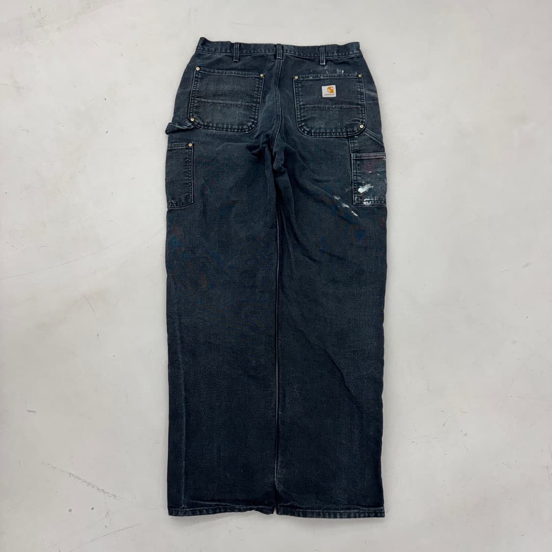 칼하트 OG 더블니 블랙 덕캔버스 하드 페이딩 카펜터 와이드 워크팬츠 상품이미지2