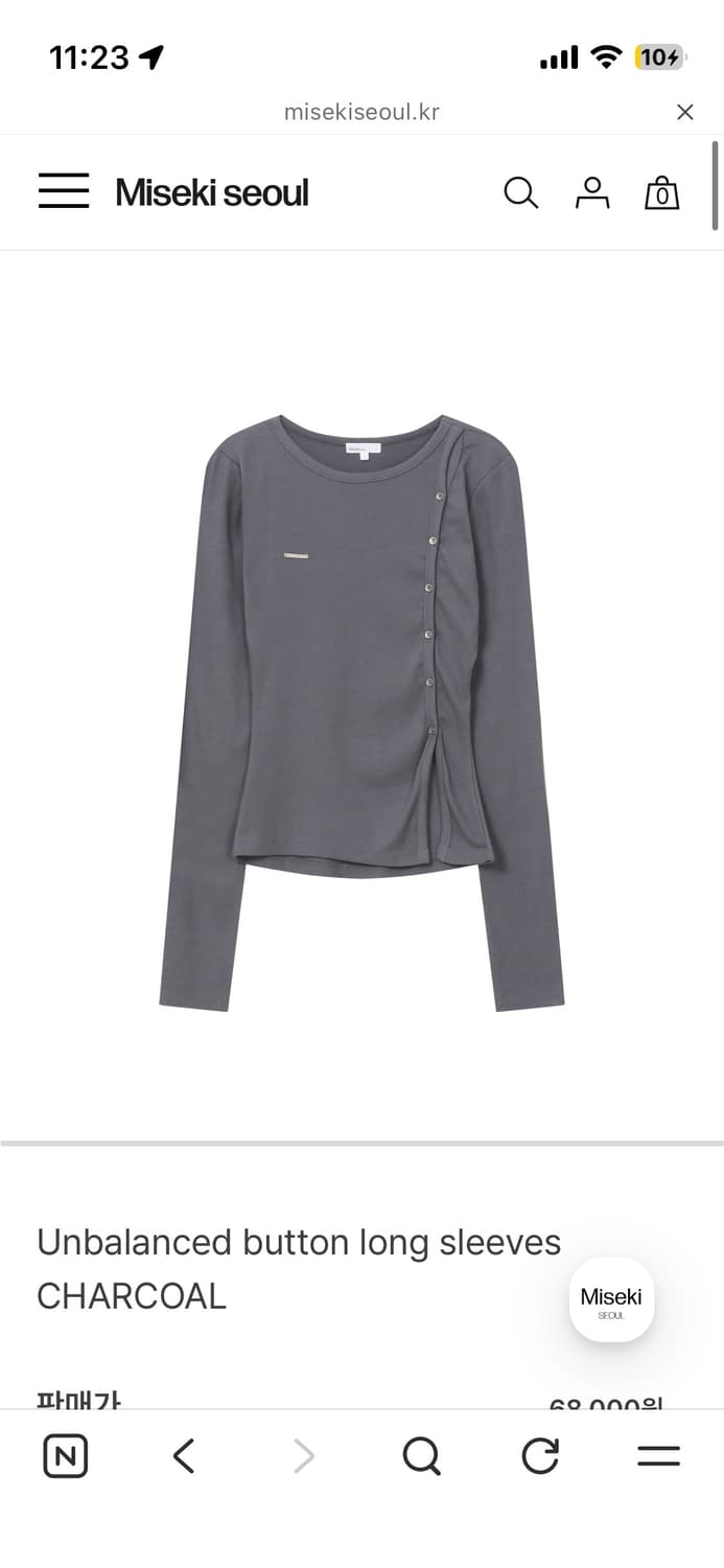 Unbalanced button long sleeves CHARCOAL 상품이미지1