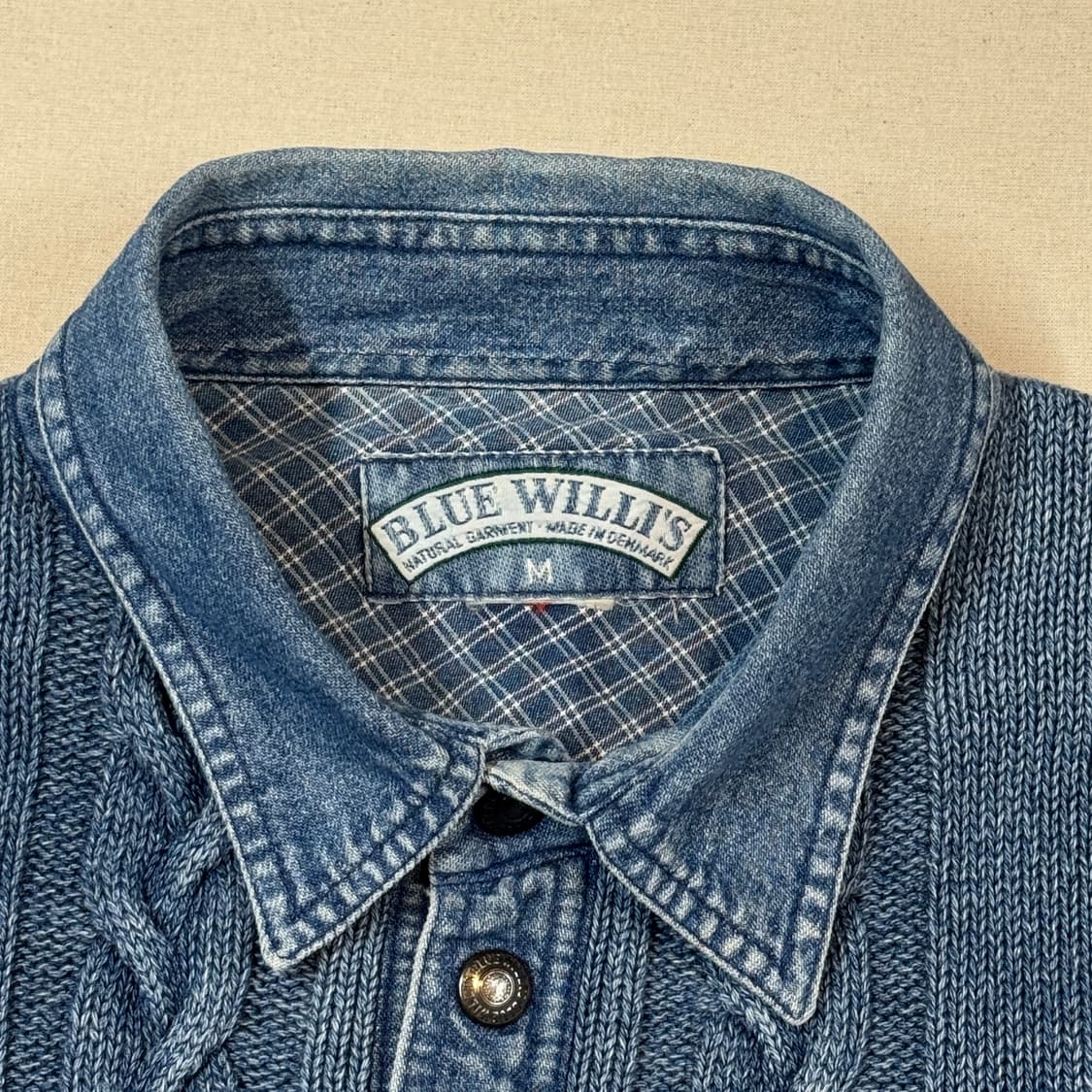 M) Blue Willi's 인디고 코튼 케이블 헨리넥 니트 상품이미지6