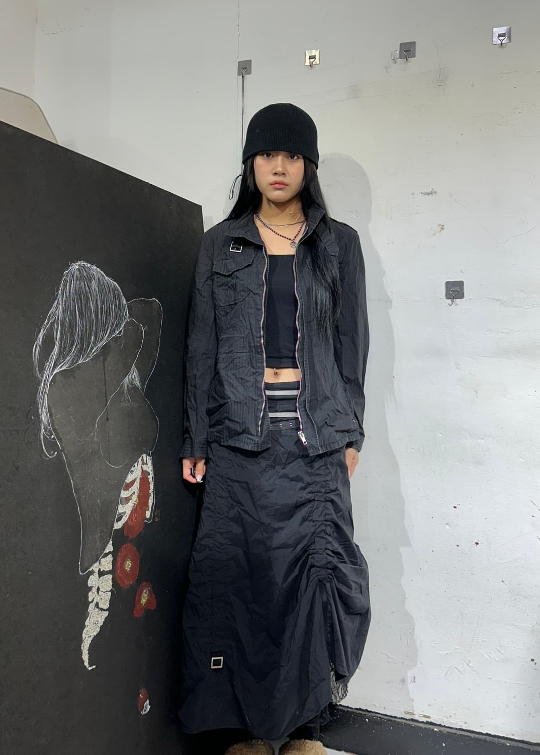 일본빈티지 블랙 고딕 하이넥 자켓 M 상품이미지1