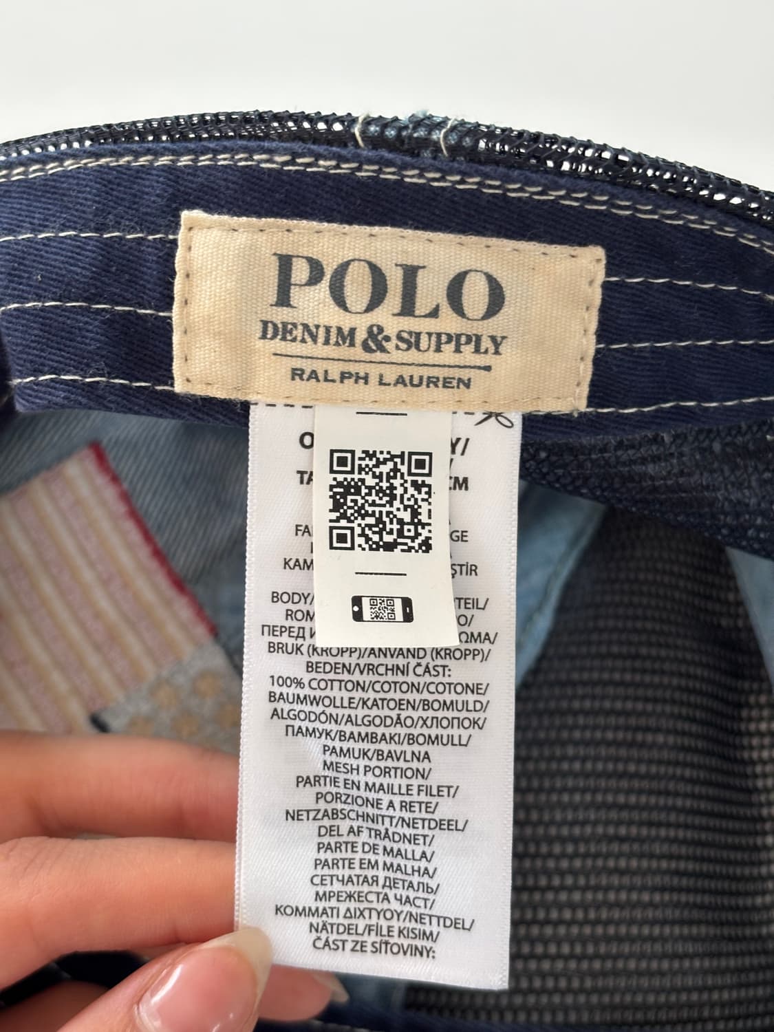 Polo 폴로 데님앤서플라이 QR라벨 성조기 로고 메쉬 캡 모자 상품이미지8