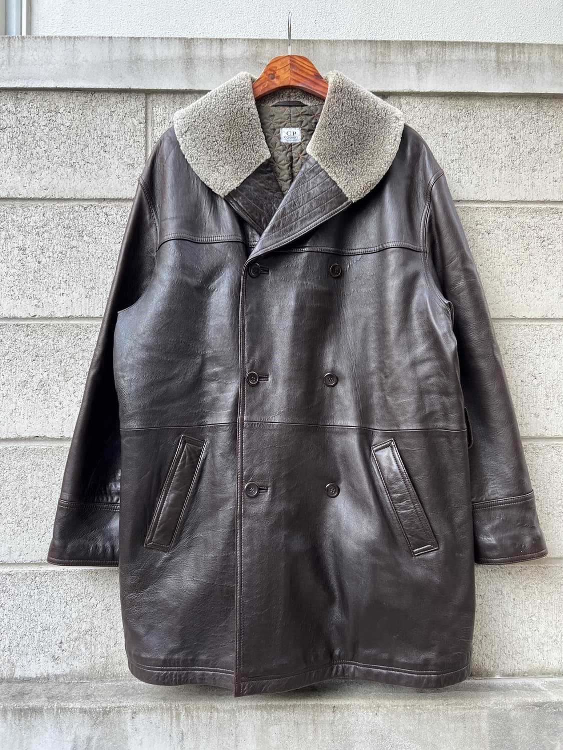 00s C.P.COMPANY SHEEPSKIN 씨피컴퍼니가죽코트자켓 상품이미지1