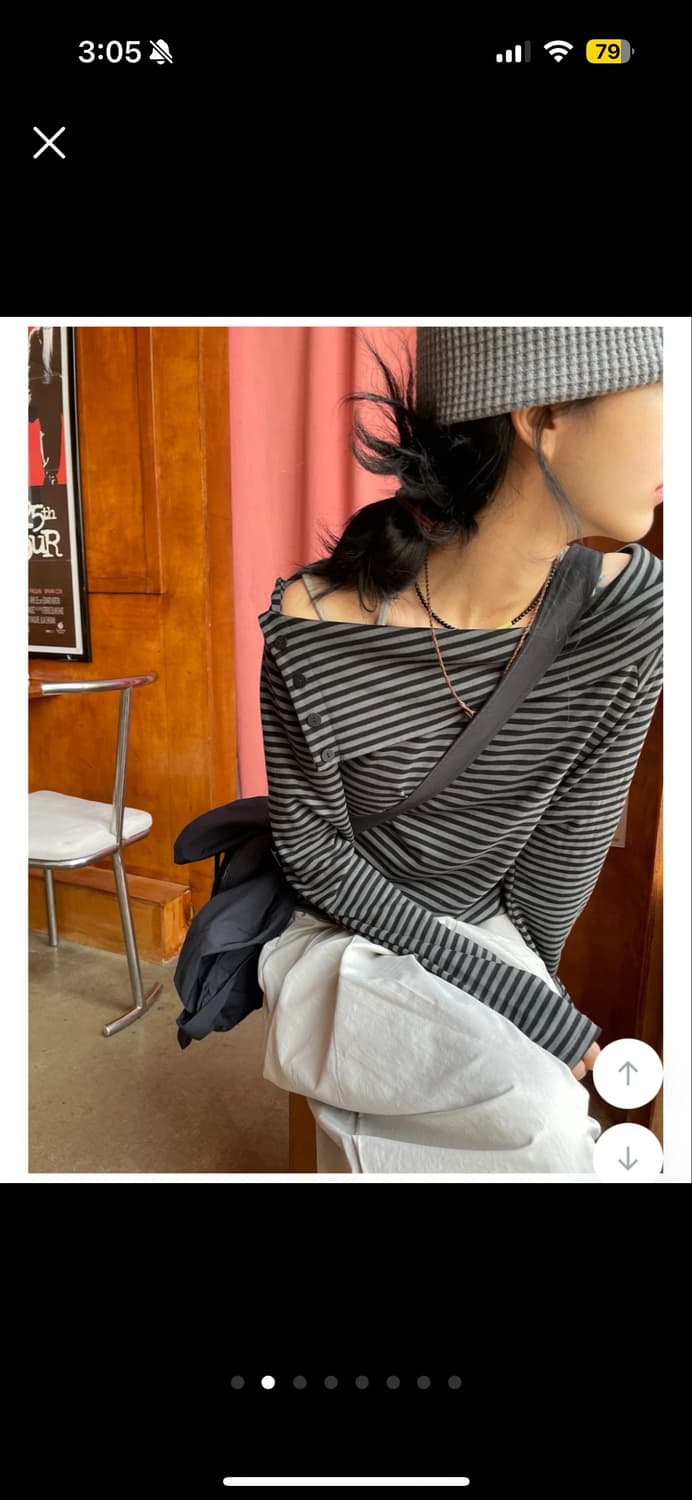 모래하우스 뮤트 스트라이프 오프숄더 티셔츠 상품이미지2