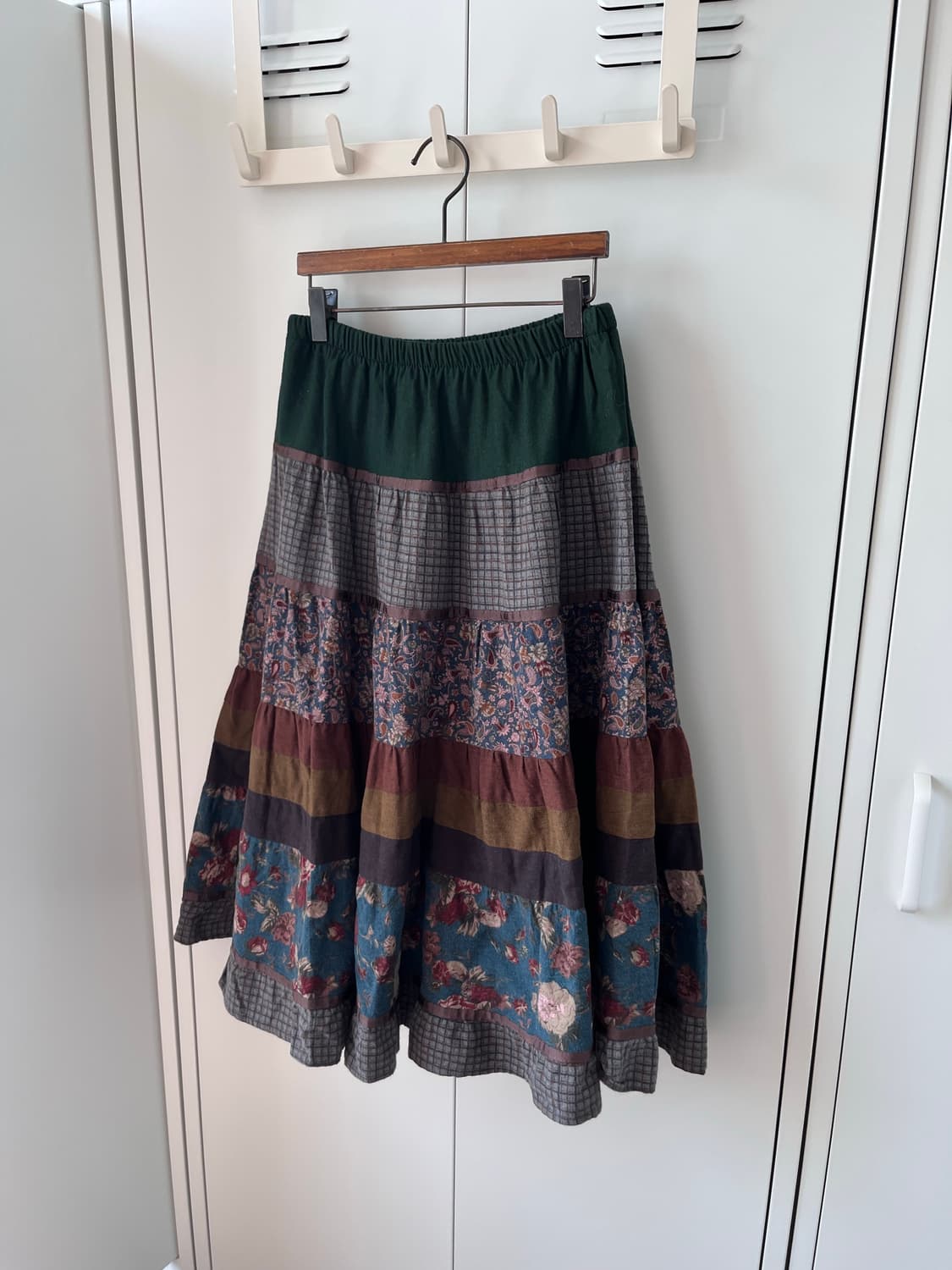 Vintage 그린 잔꽃 모리걸 패치 스커트 상품이미지1