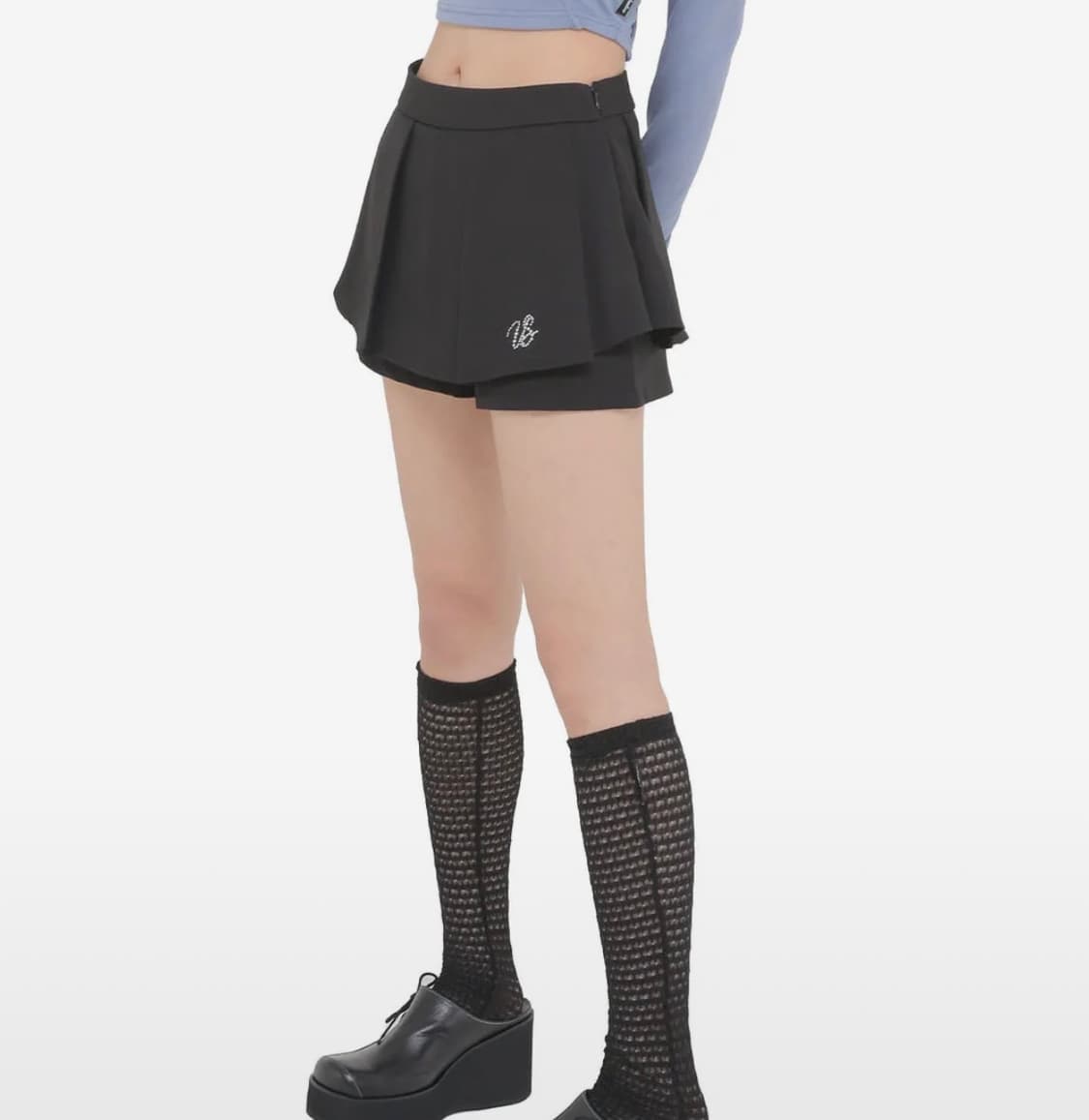 어글리쉐도우 튤립 팬츠 스커트(블랙) M 상품이미지3