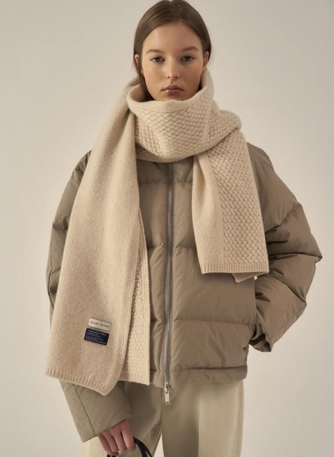 파사드패턴 캐시미어 텍스처 머플러 버터크림 상품이미지2