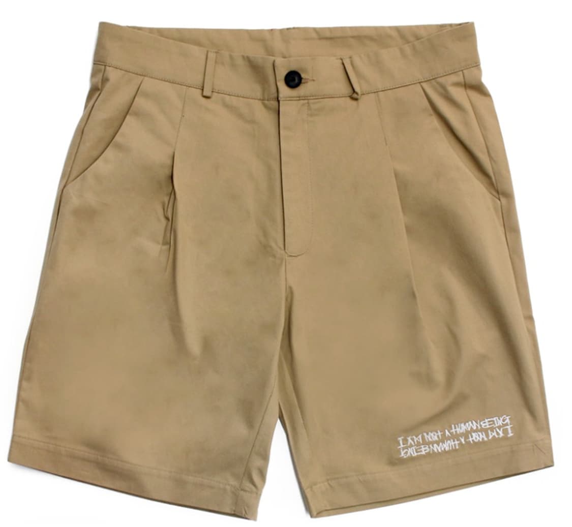 아임낫어휴먼비잉 면 반바지 Basic Logo Shorts - Beige 상품이미지1