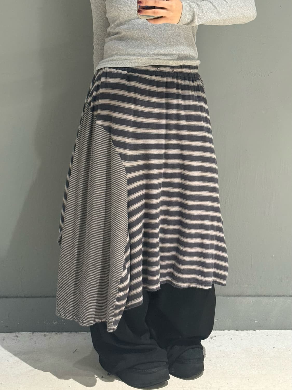 unbalance pattern mix detail skirt  상품이미지2