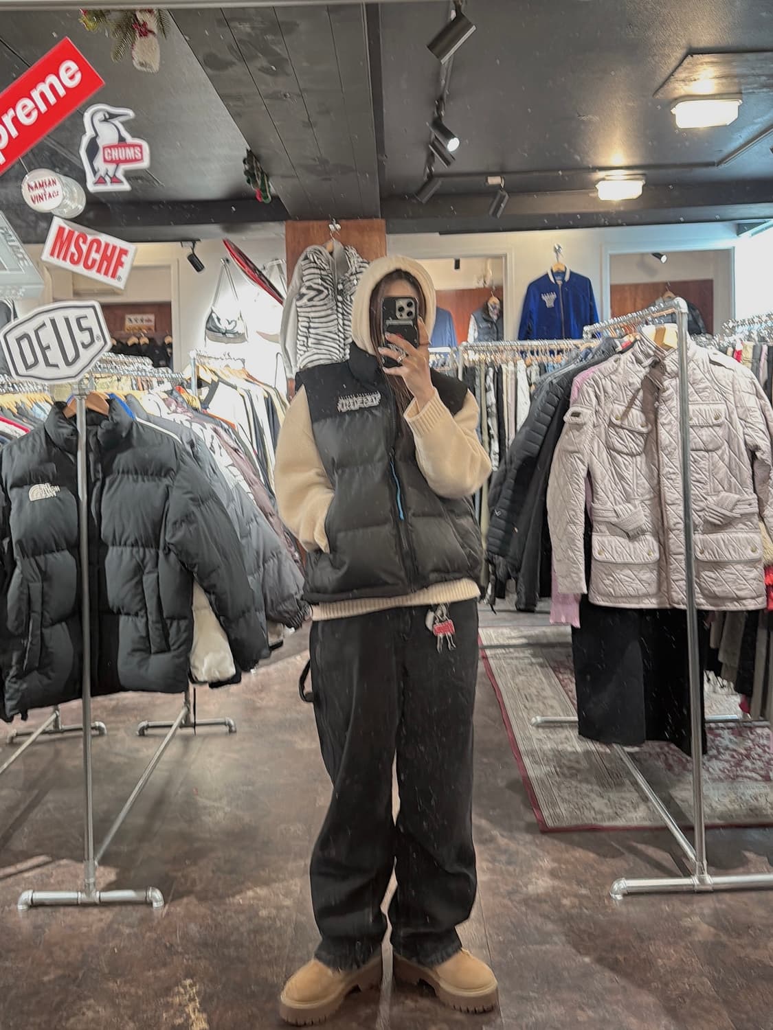 예쓰아이씨 yeseyesee 덕다운 블랙 배색 패딩조끼 베스트 점퍼 S 상품이미지6