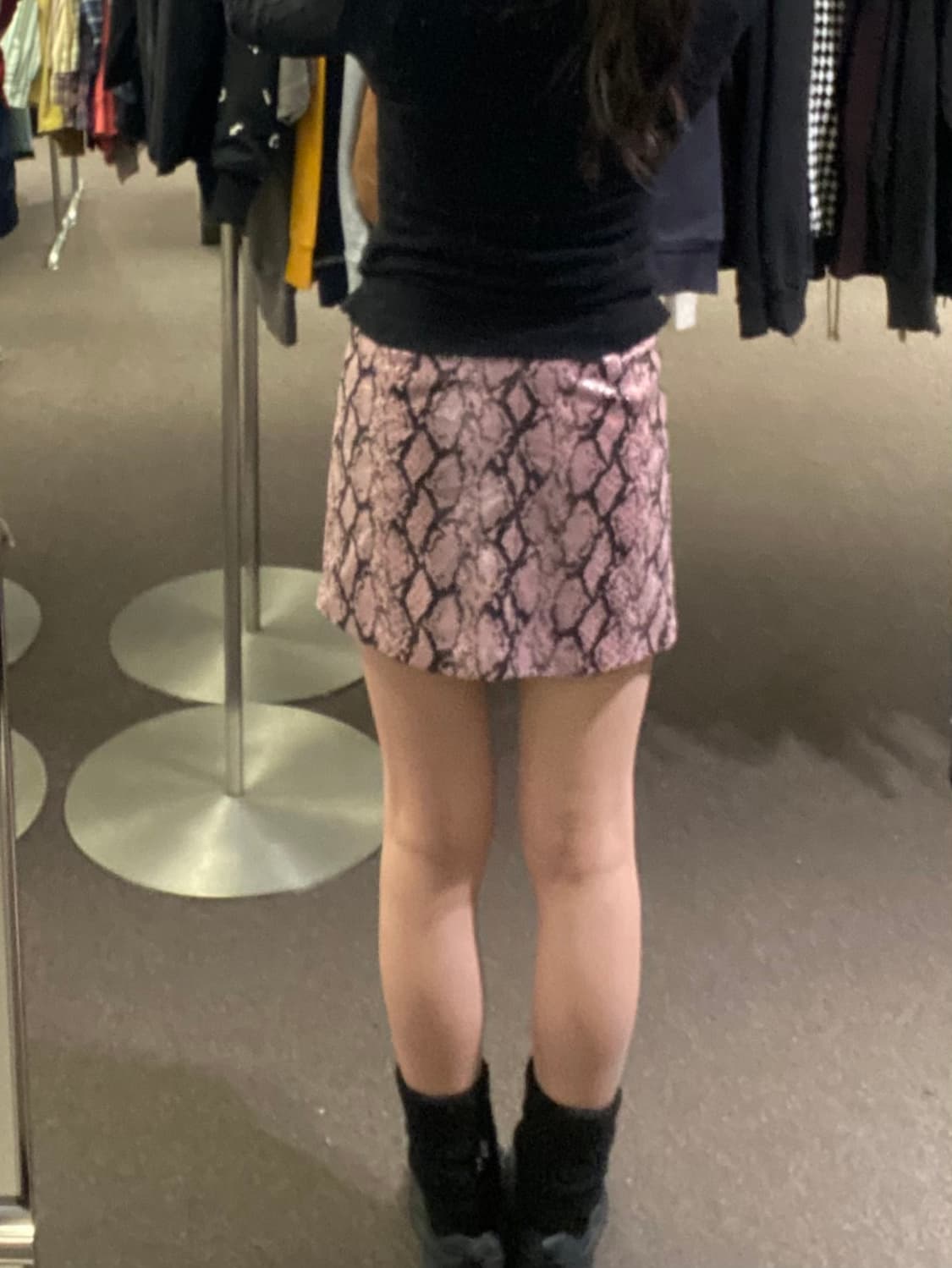 S)일본 빈티지 뱀피 프린트 핑크 미니 스커트 상품이미지3