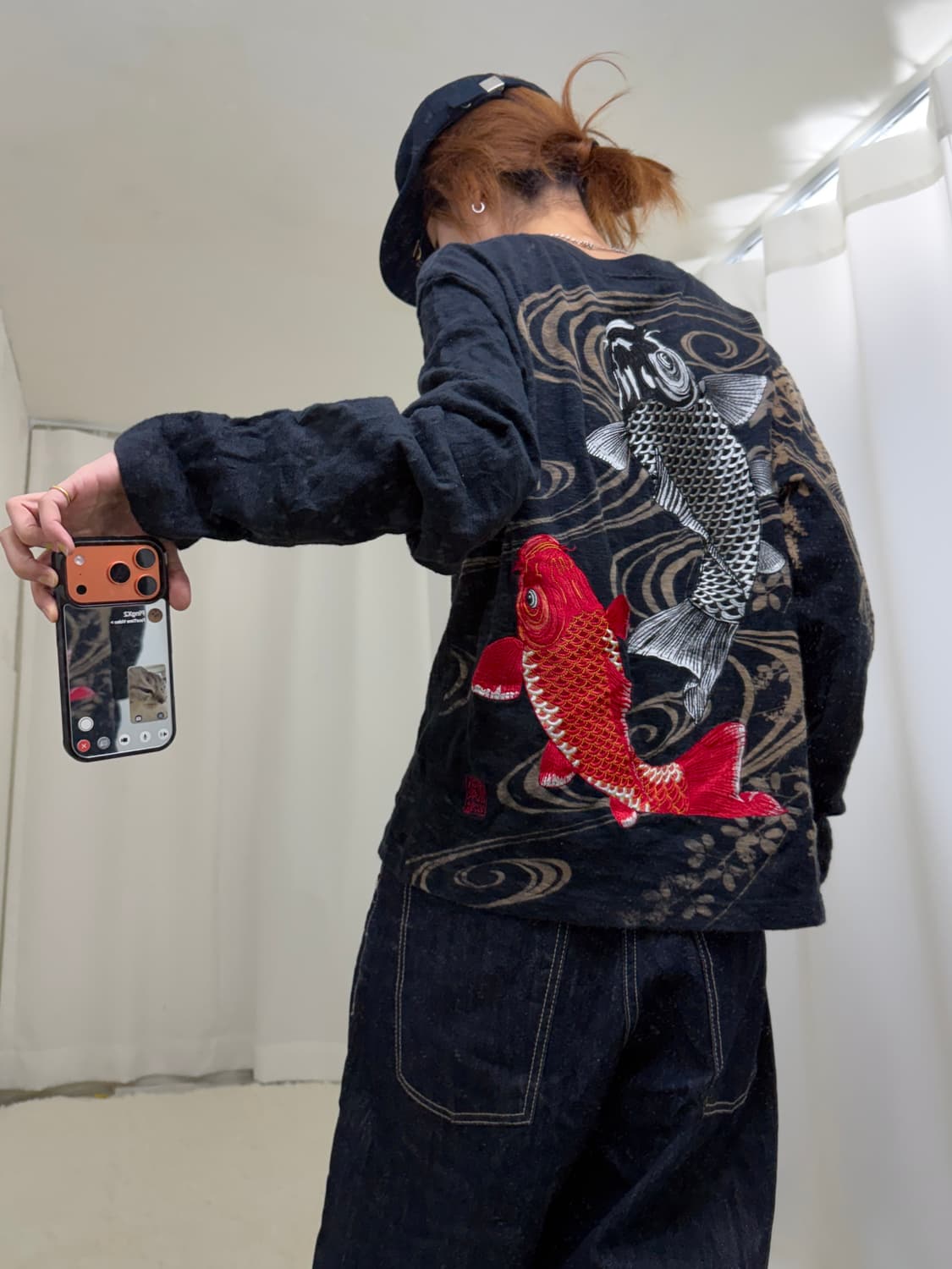 카라쿠리타마시이 오리엔탈 자수 프린팅 롱슬리브 상품이미지2