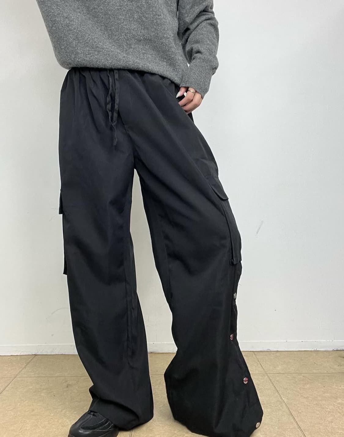 블랙 스냅 팬츠 상품이미지4