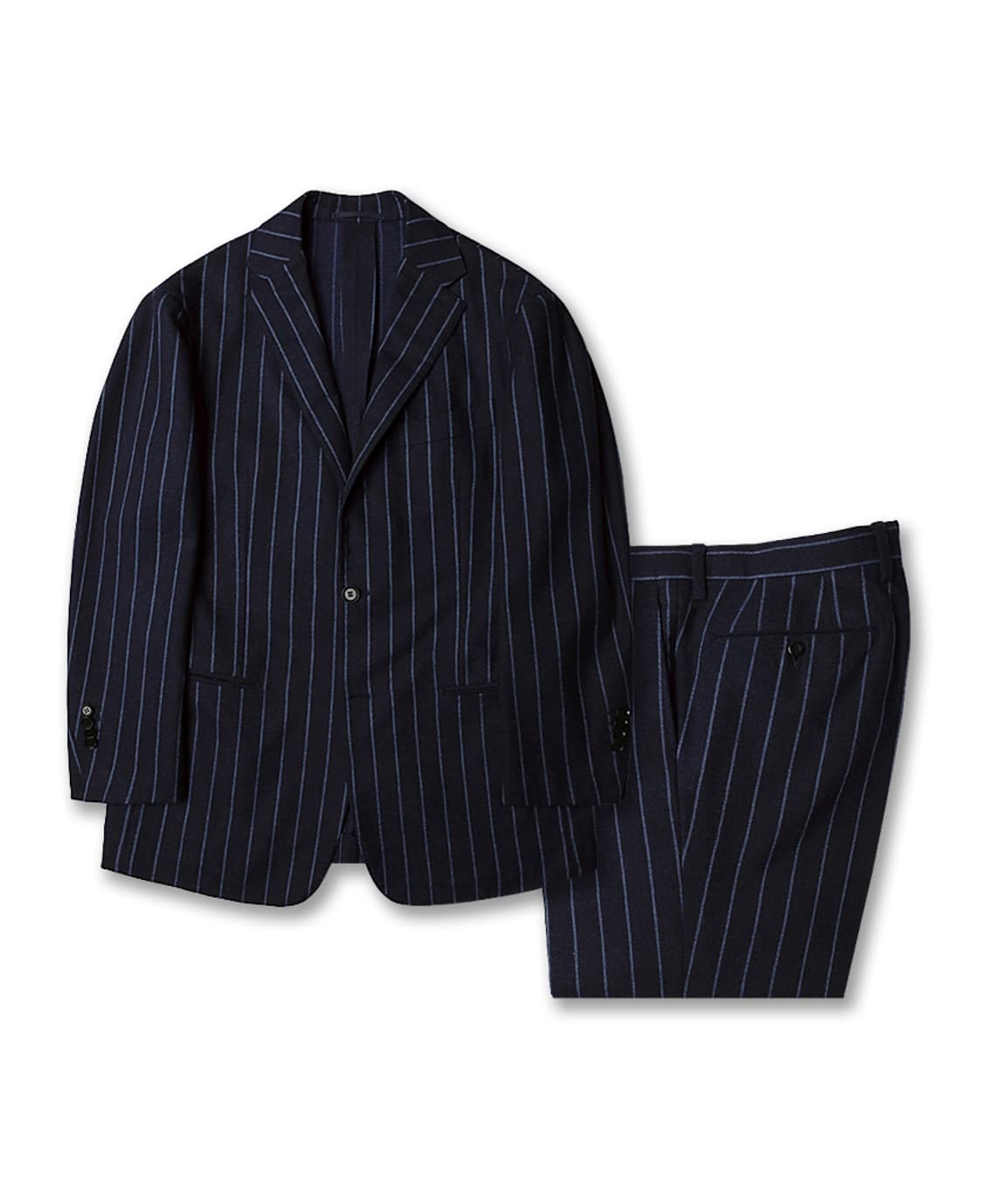 링자켓 [Ring Jacket] 네이비 하늘색 스트라이프 플란넬 울 수트 상품이미지1