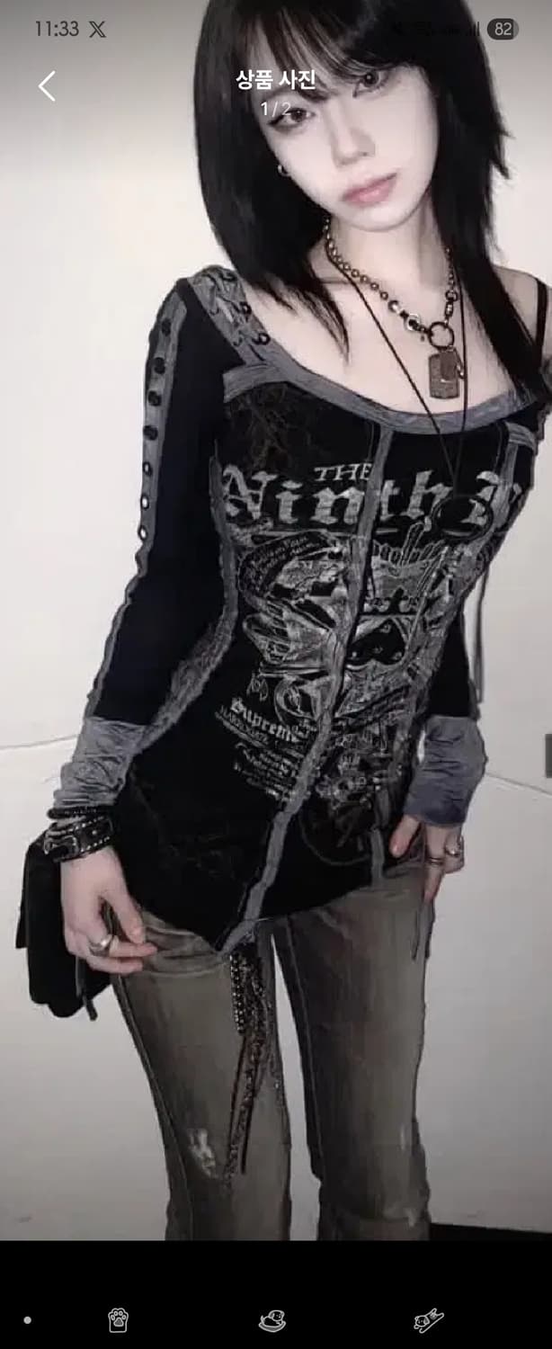 salvage long sleeve 펑크갸루 y2K 아일렛 롱슬리브 상품이미지2