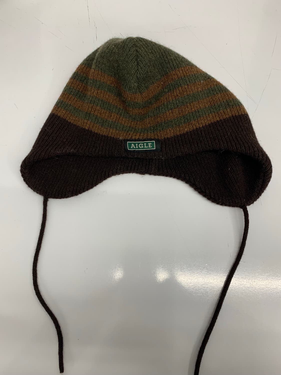 카키 스트라이프 이어플랩 비니 상품이미지3