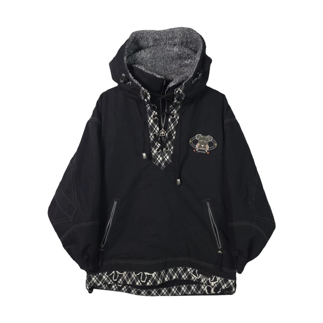 Japan Vintage 양털 안감 체크 아노락 후드 자켓  상품이미지1