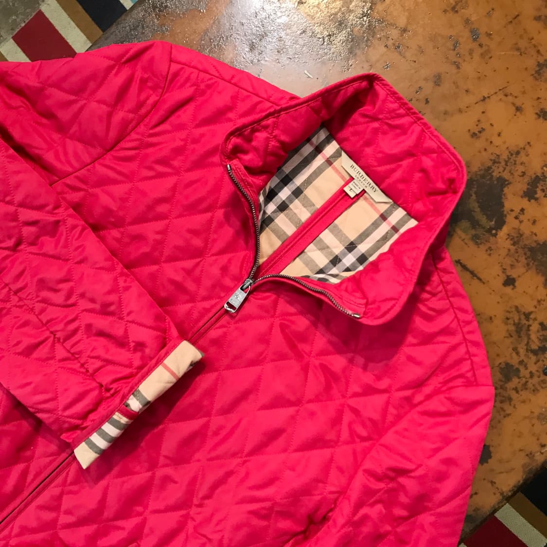 버버리 인디 핑크 투웨이 집업 퀼팅 자켓 여성 66 사이즈  상품이미지2