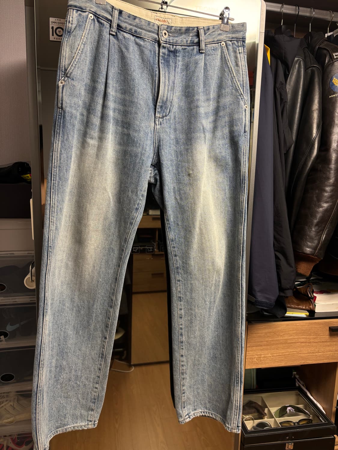 러프사이드 드레이프 데님 팬츠 블리치(2 size) 상품이미지1