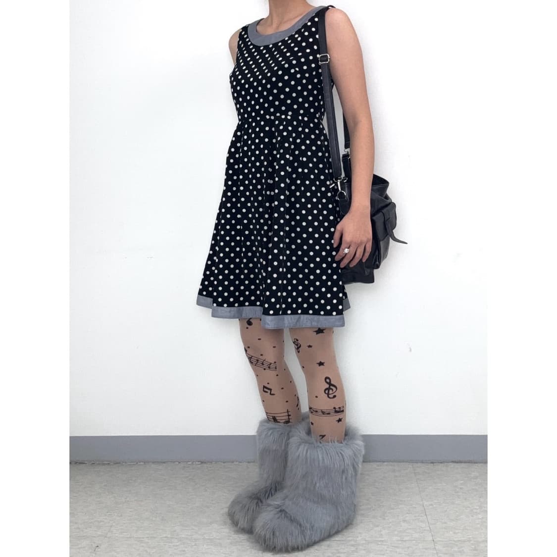 빈티지 도트 슬리브리스 원피스 상품이미지3