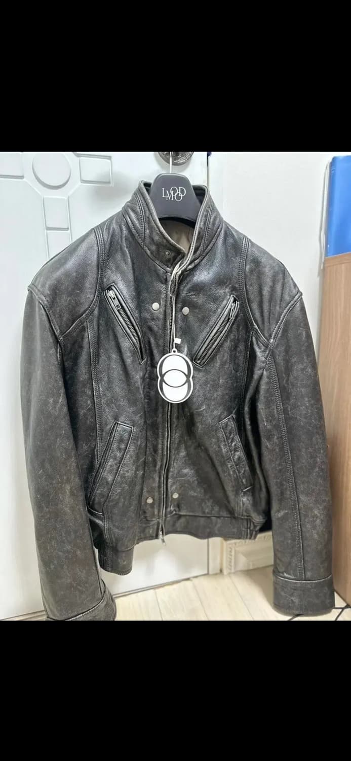 엘무드 / 스모커 카우하이드 바이커 레더자켓 번트 블랙 48 상품이미지5