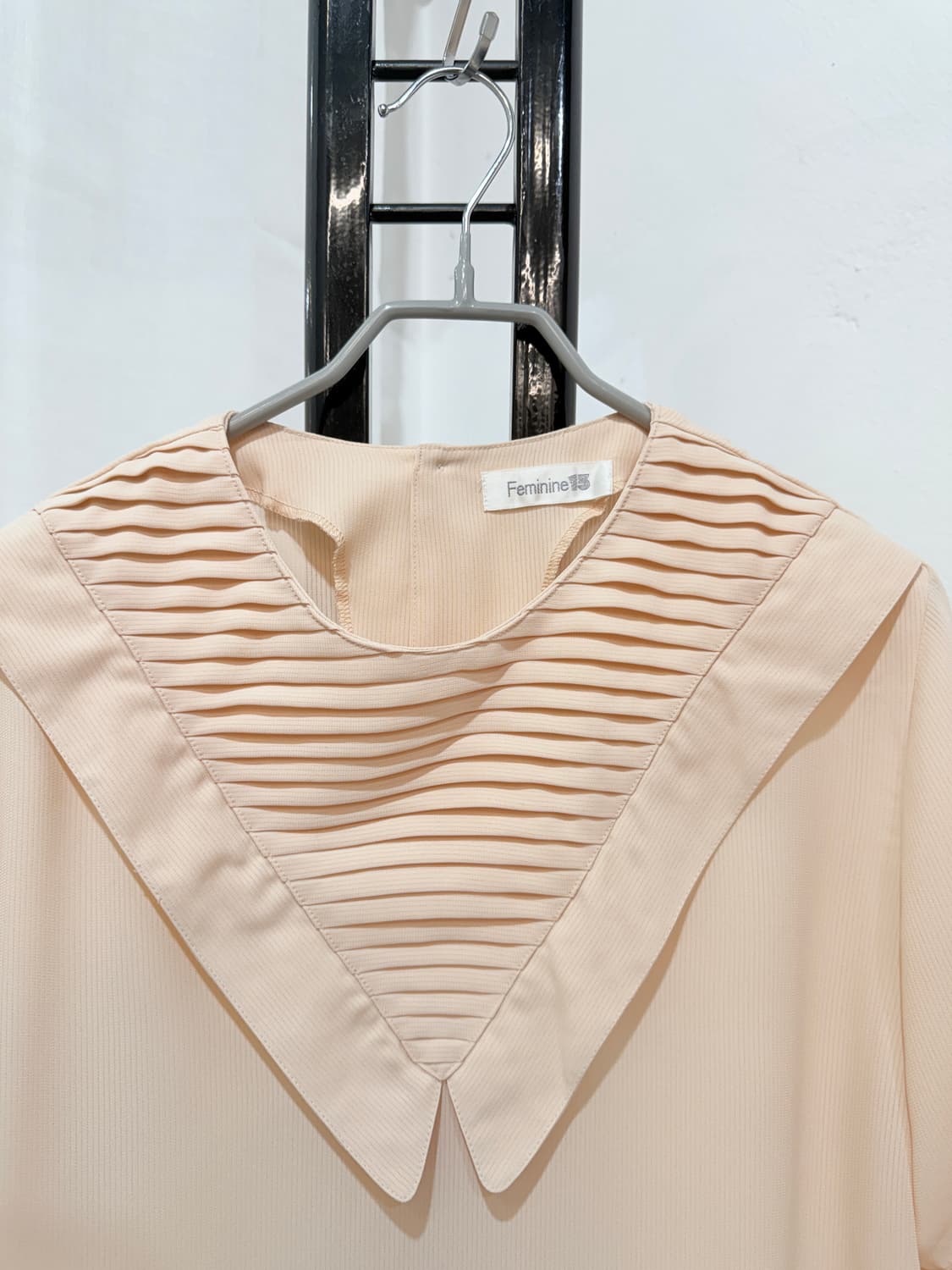 일본빈티지 플리츠 반팔블라우스 로맨틱 3512 상품이미지2