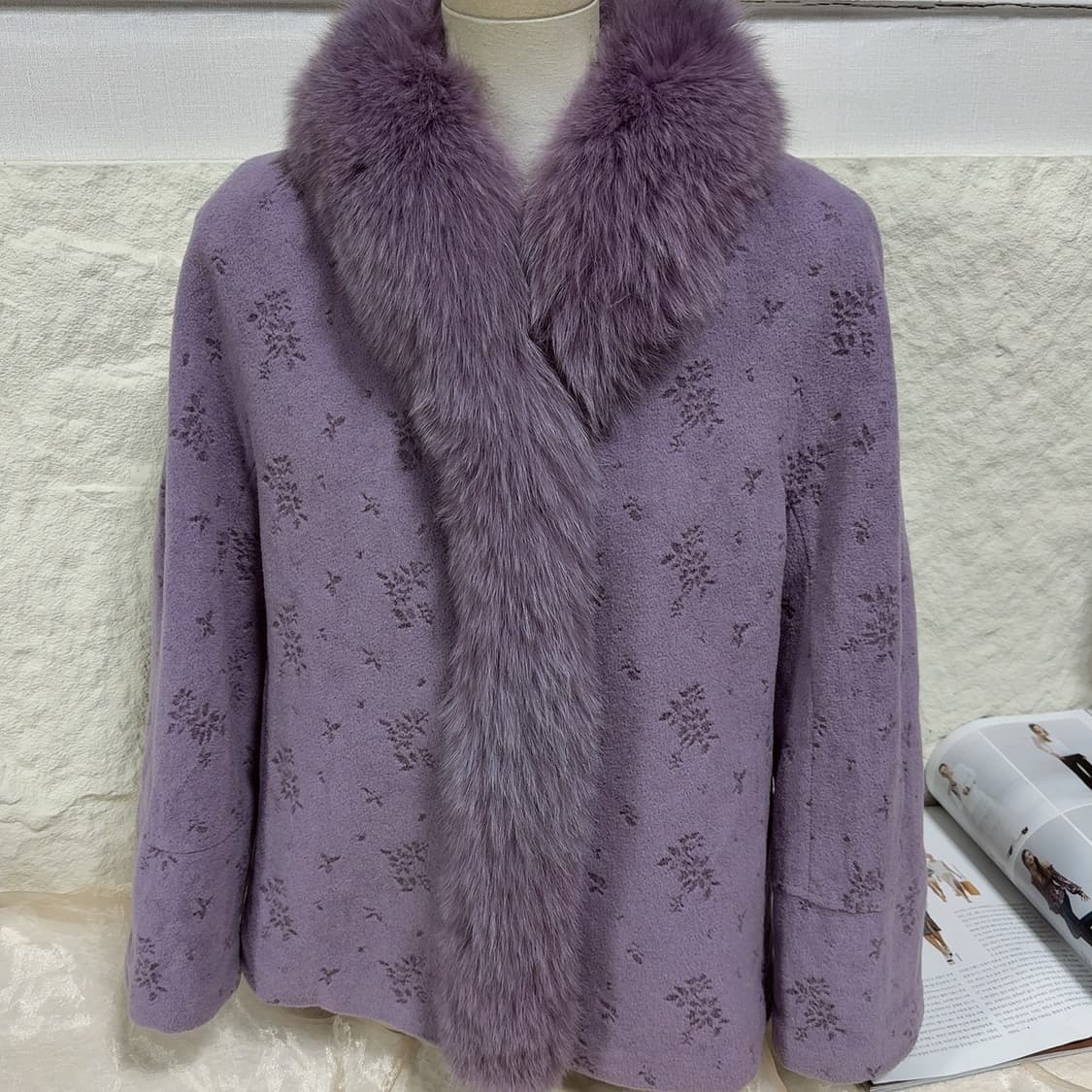 빈티지 여우털 큰카라 캐시미어 코트 상품이미지2