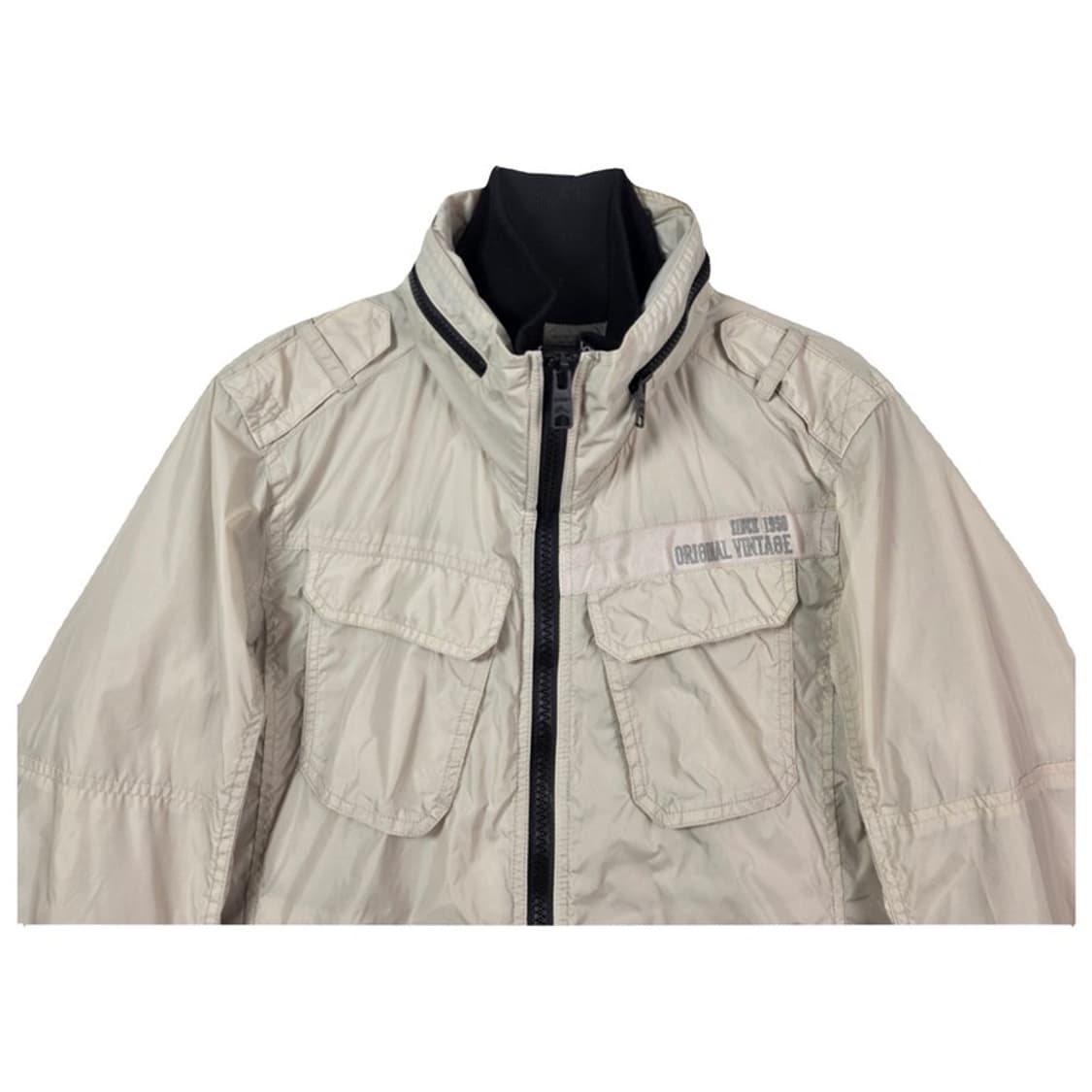 버커루 아이보리 나일론 립스탑 집업 블루종 M 상품이미지4