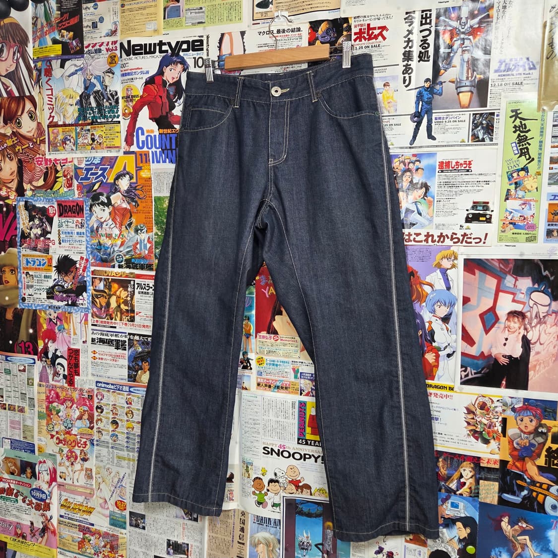 빈티지 진청 배색 오버핏 데님 팬츠 상품이미지4