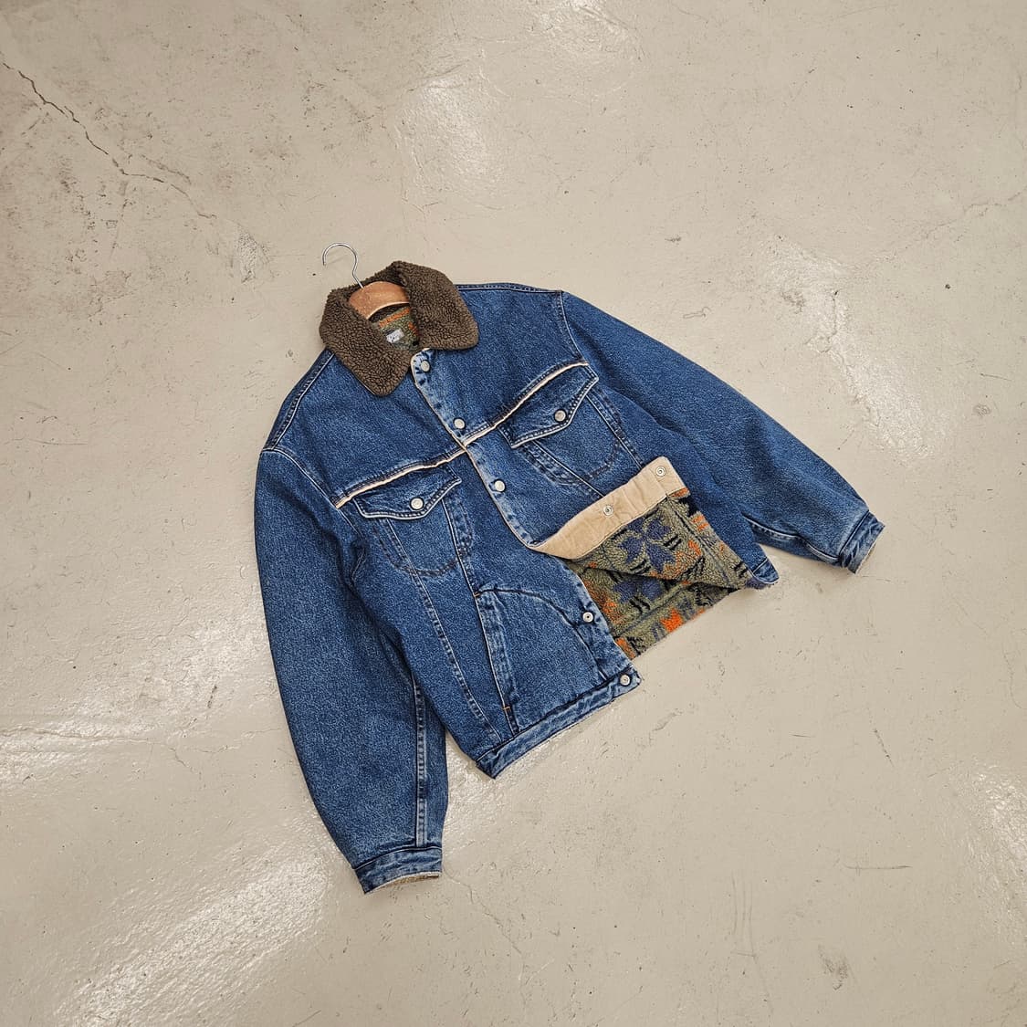 90's RIFLE 트러커자켓 청자켓 후리스 누빔 빈티지 웨스턴 XL 상품이미지1