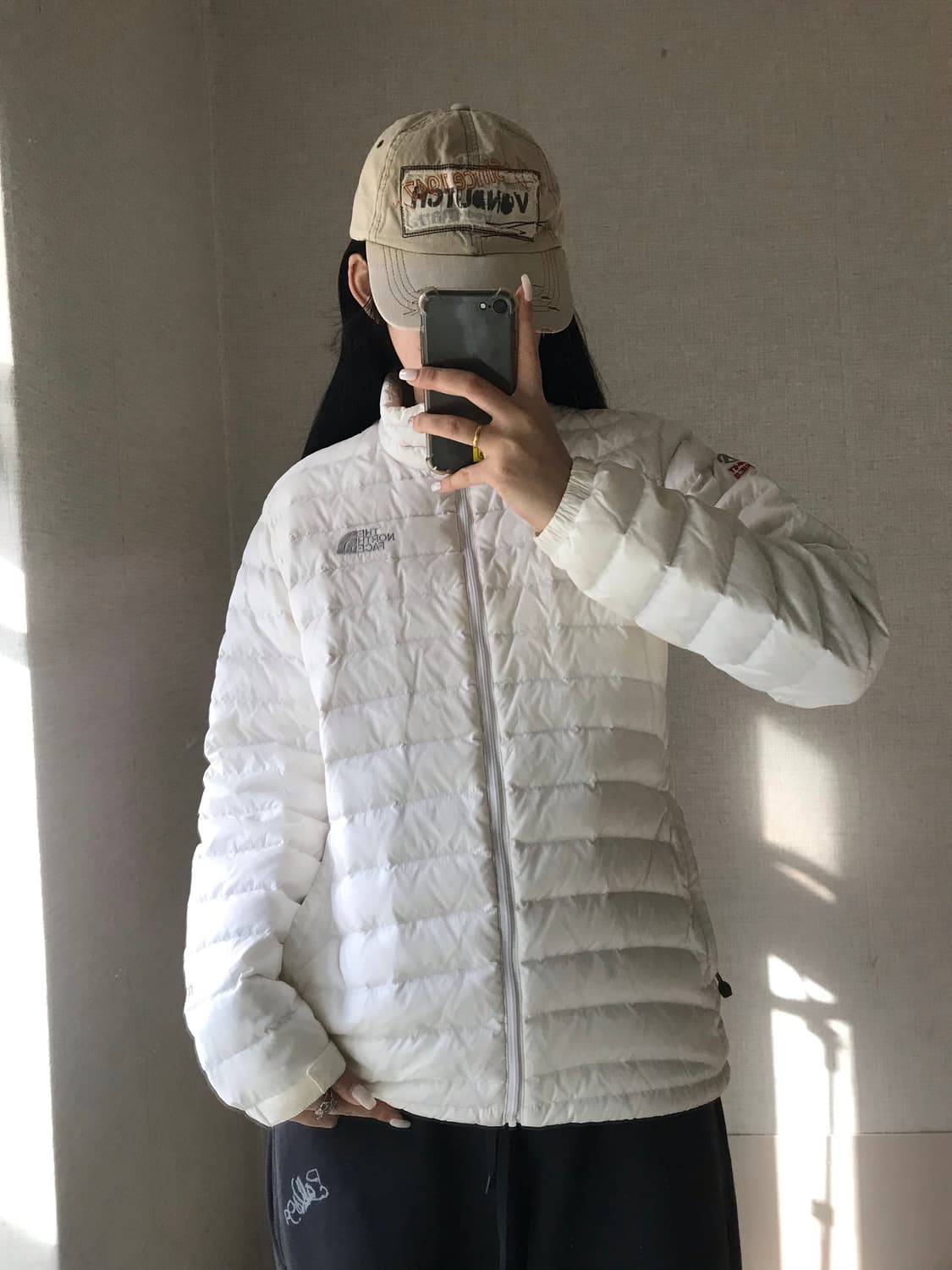 노페 아이보리 실버 경량패딩 상품이미지2