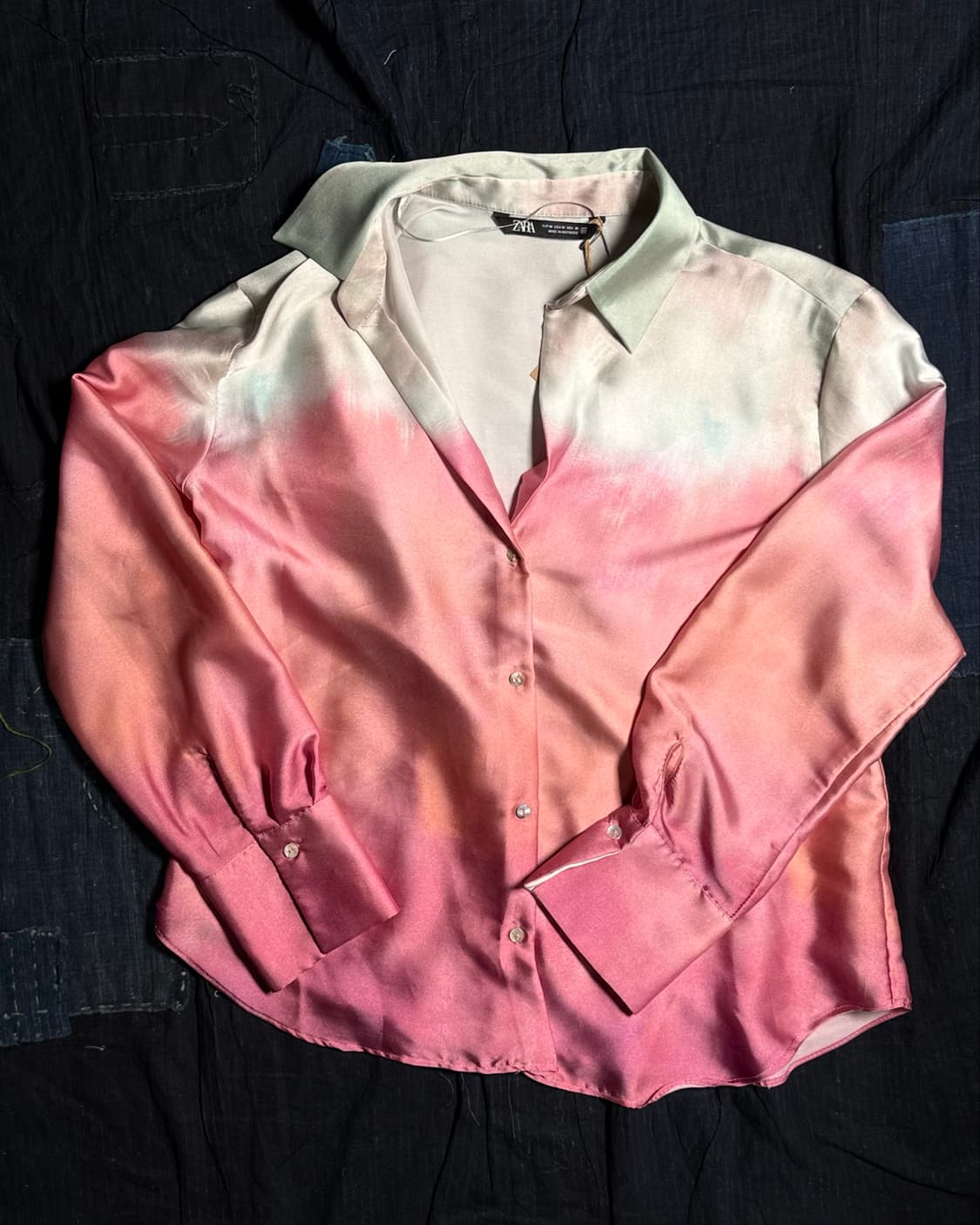 Zara 새틴 이팩트 타이다이 셔츠 M 상품이미지1