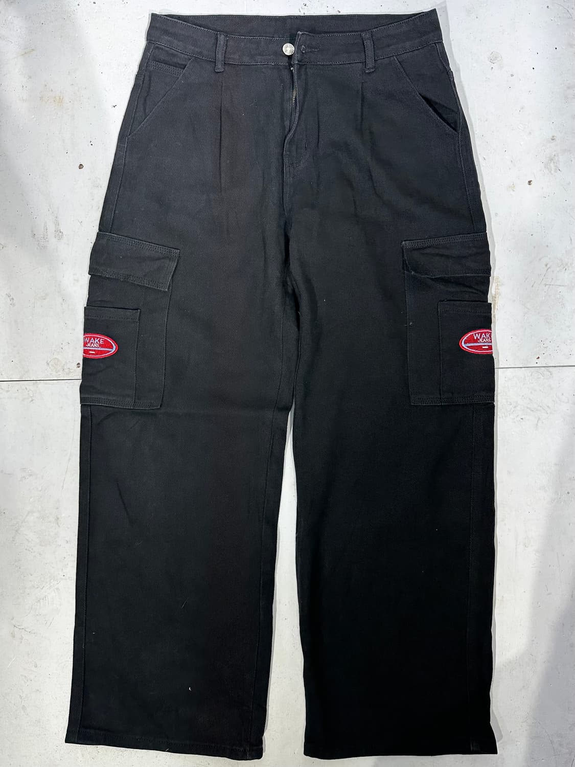 빈티지 Wake 흑청 와이드 카고 데님 팬츠 상품이미지4