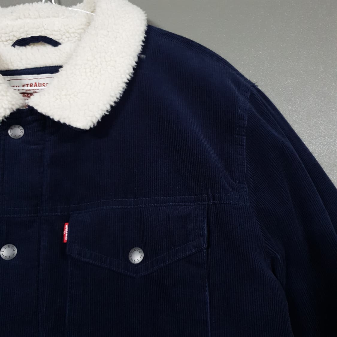 XL) 리바이스 코듀로이 쉐르파 플리스 포켓 후리스 자켓 다크네이비 희귀 상품이미지3