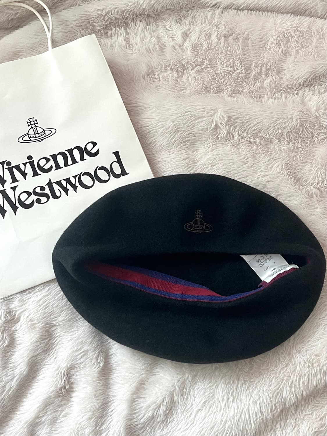 비비안웨스트우드 ORB 로고 울 베레모 블랙 상품이미지1