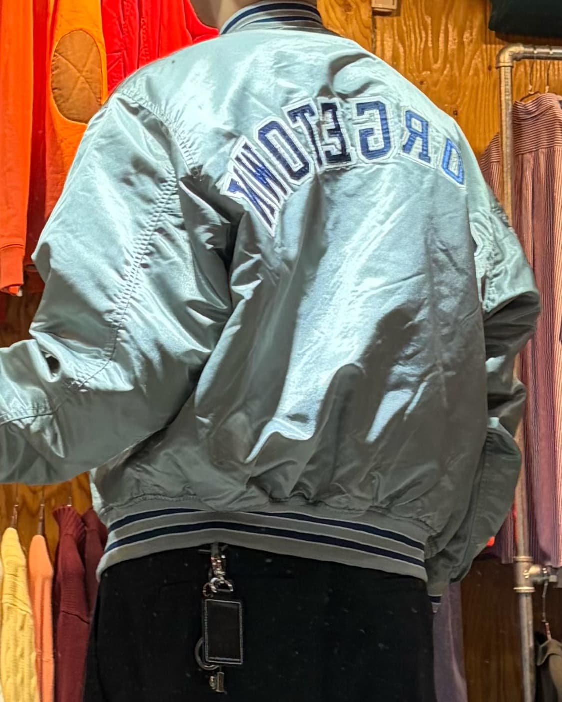 L U.S. College Hoyas 불독패치 사틴 실버 블루종 상품이미지2