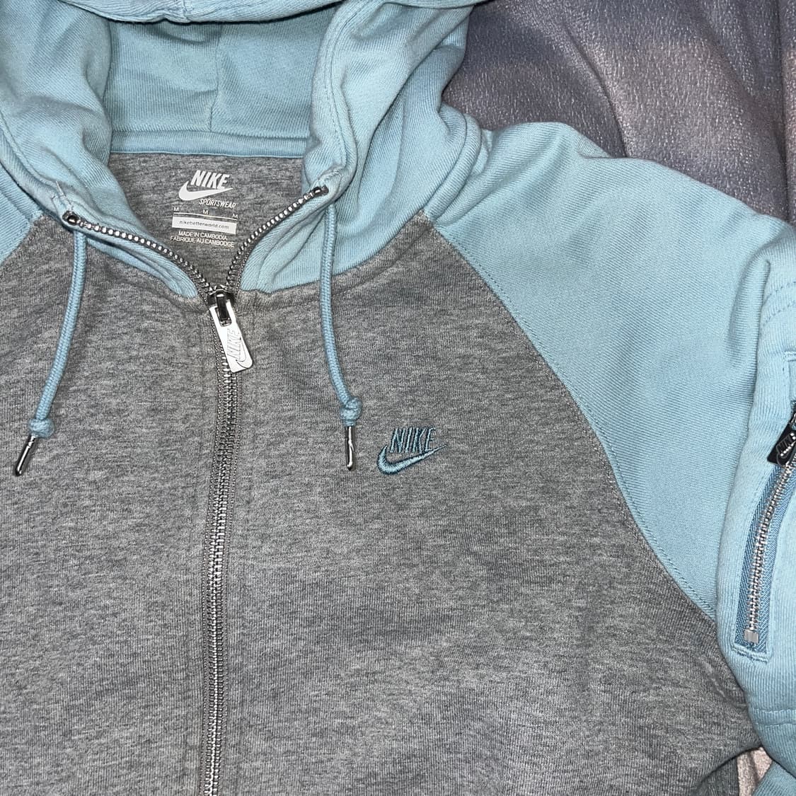 Nike Grey&Skyblue Hood Zip-up 상품이미지4