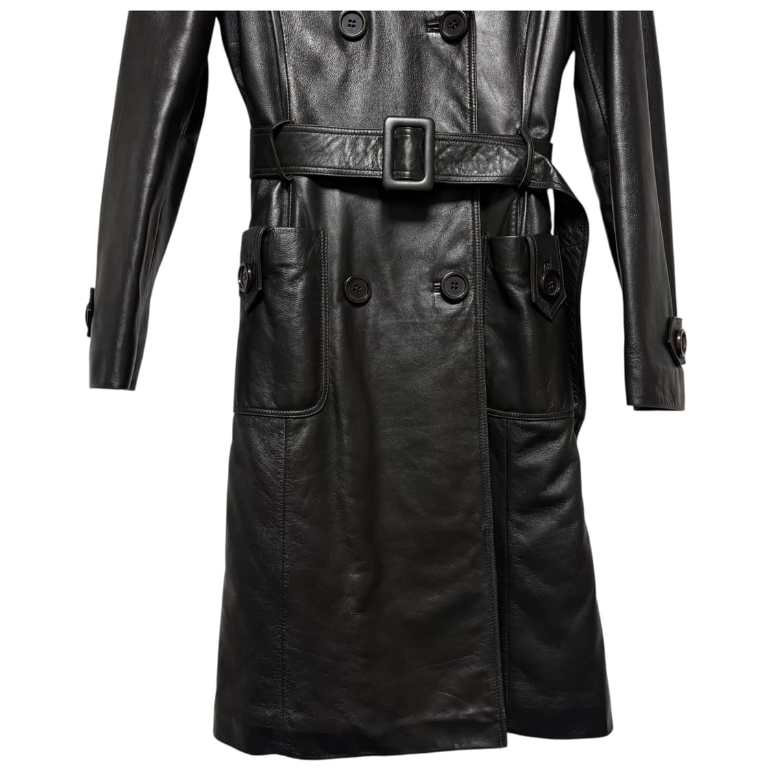 3718 양가죽 누빔 벨트 가죽코트 롱코트 상품이미지3