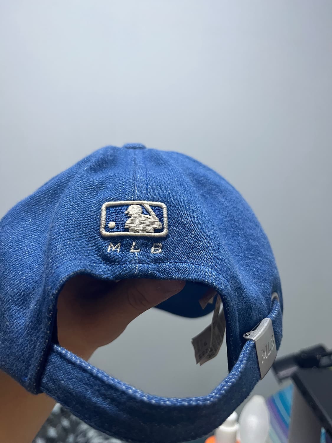 MLB 바시티 컬시브 레터링 데님 언스트럭쳐 볼캡 LA (Indigo) 상품이미지4
