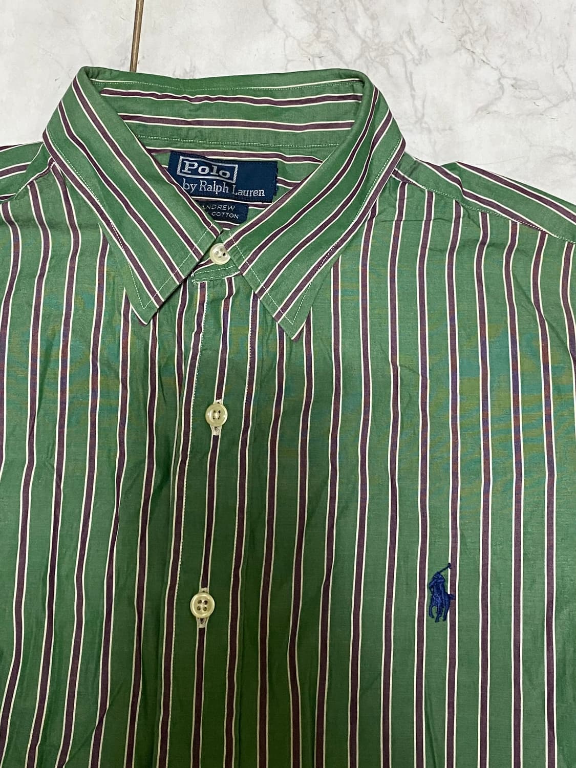 폴로 스트라이프 그린셔츠 105~110 상품이미지2