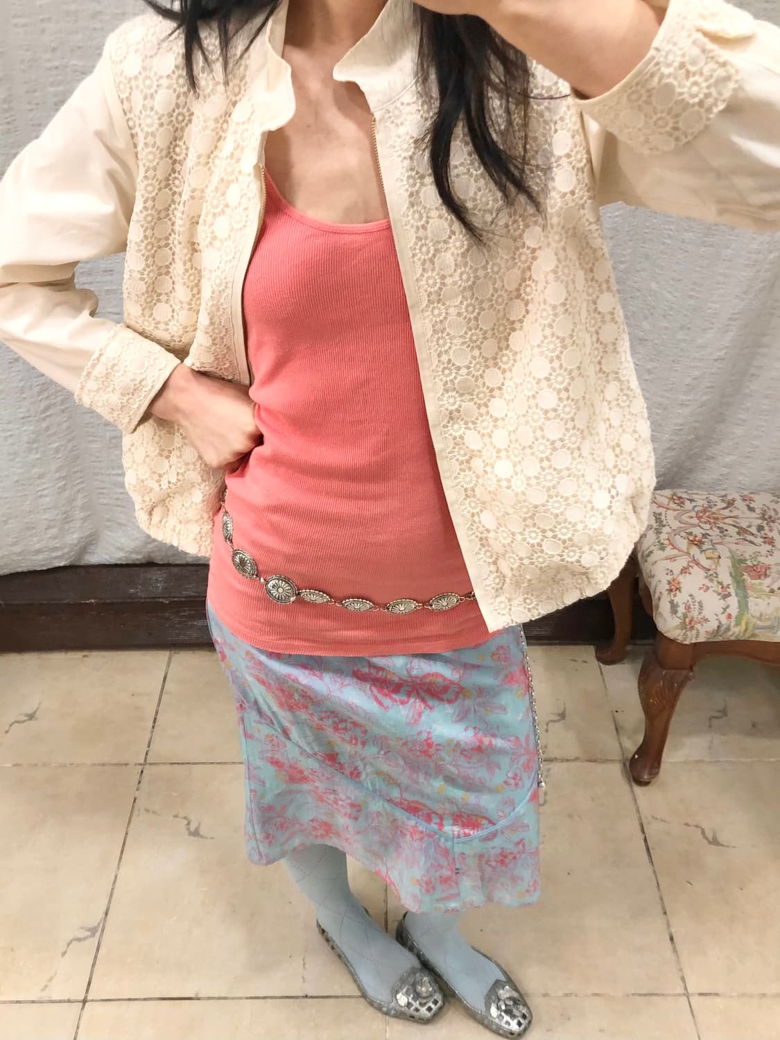 Pink floral midi skirt 상품이미지2