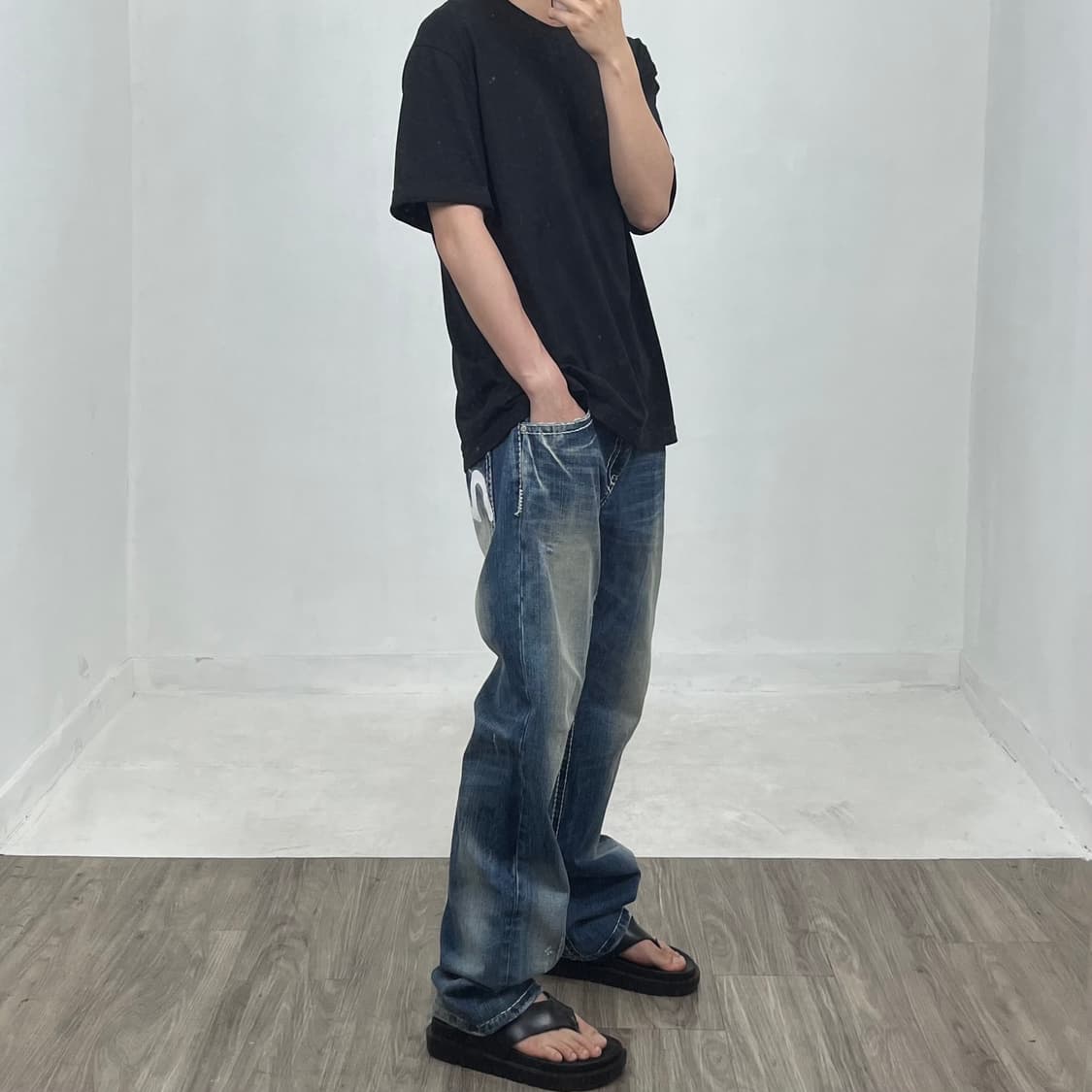 [34] 에비수 빅로고 데님 팬츠 상품이미지9