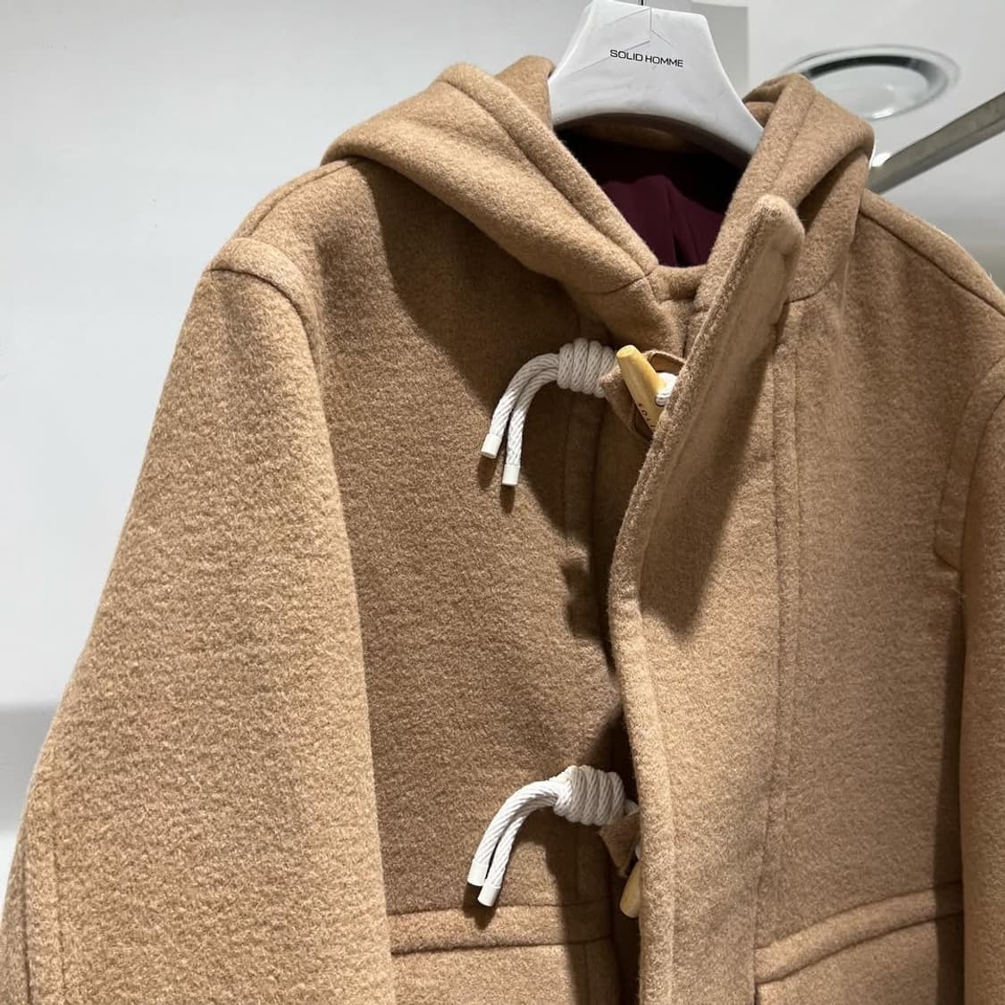 솔리드옴므 22fw 베이지 하프 더플 후드 코트 50사이즈 상품이미지10