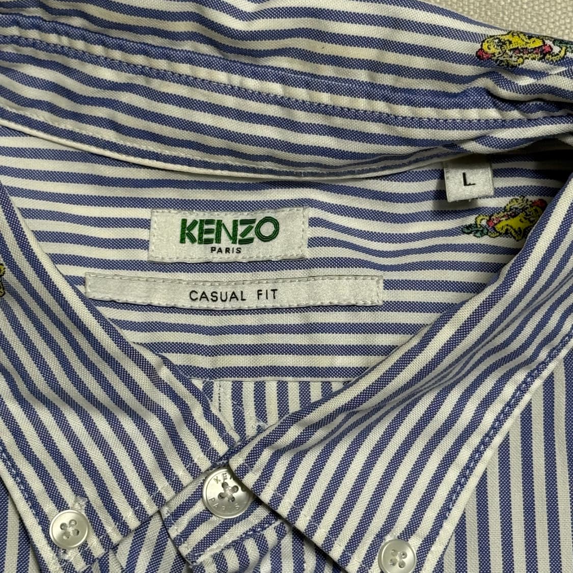 L 겐조 자수 블루 스트라이프 셔츠 상품이미지4