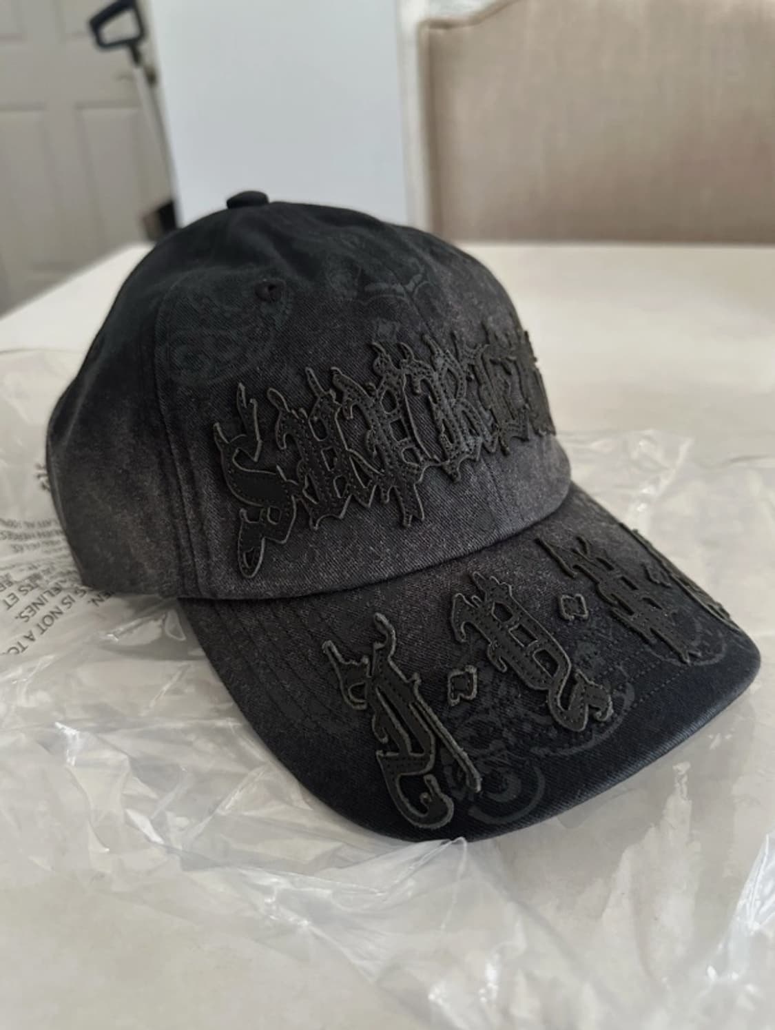 25SS 슈프림 레더 앱릭 6 패널 캡 블랙 새상품 상품이미지1